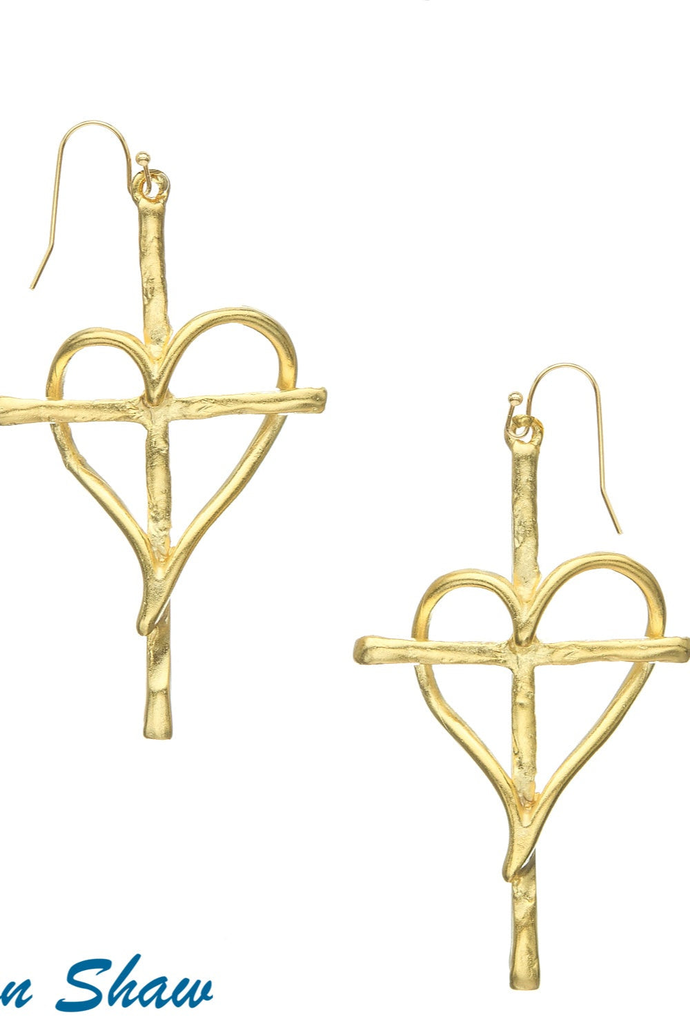 Susan Shaw Heart Cross Earrings