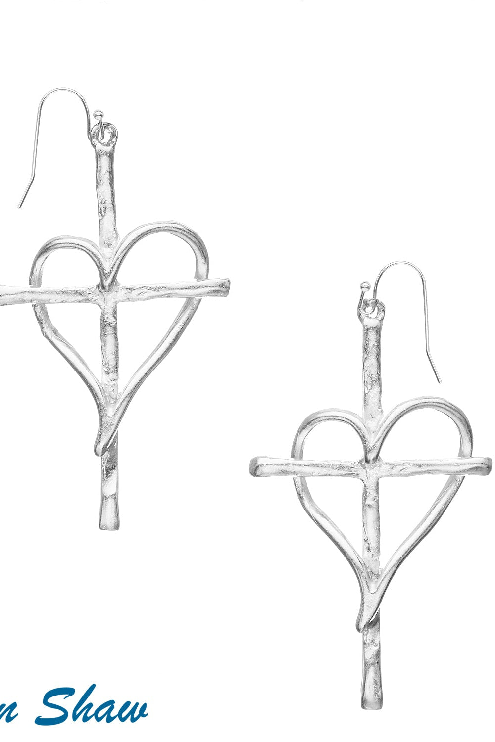Susan Shaw Heart Cross Earrings