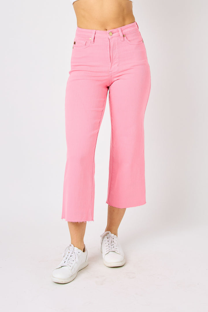 Pinky Tummy Control Crop Wide Jeans