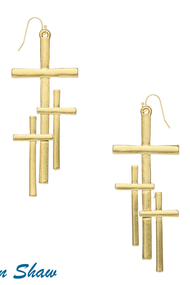 Susan Shaw Triple Cross Earrings