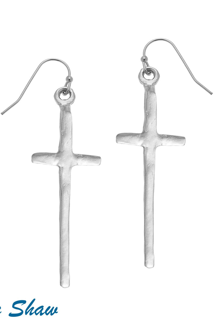 Susan Shaw Tall Cross Earrings