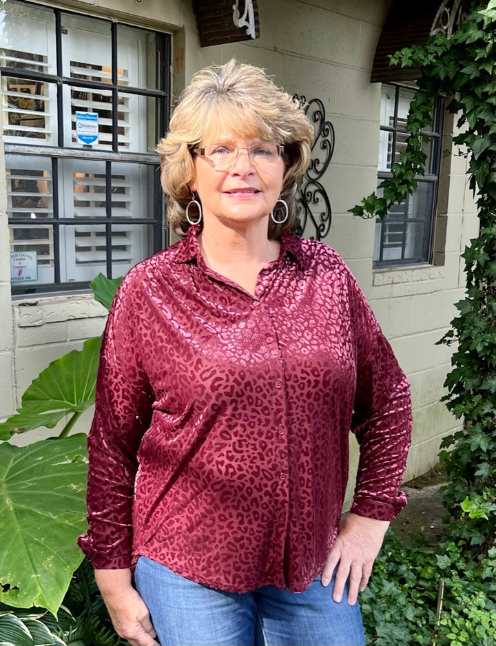 Kay Velvet Leopard Print Top
