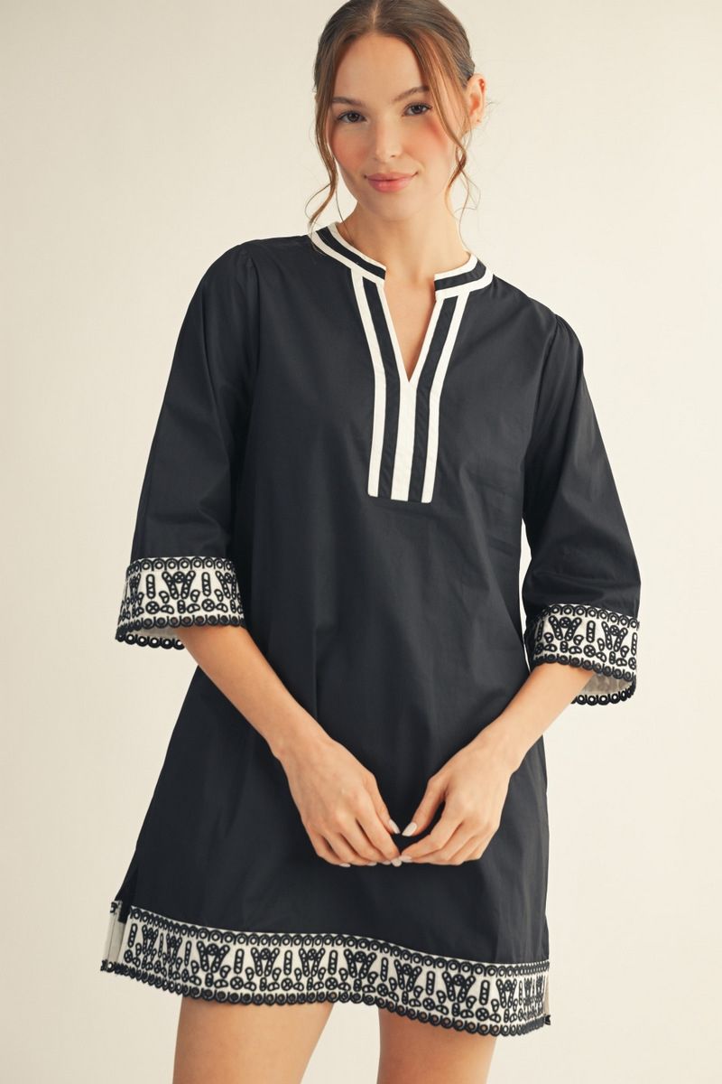 black 3/4 sleeve shift dress Reece REPLEN 11.19.24 Hello Miz Maternity Long-Sleeve Size:SMALL: 6/8 Order now