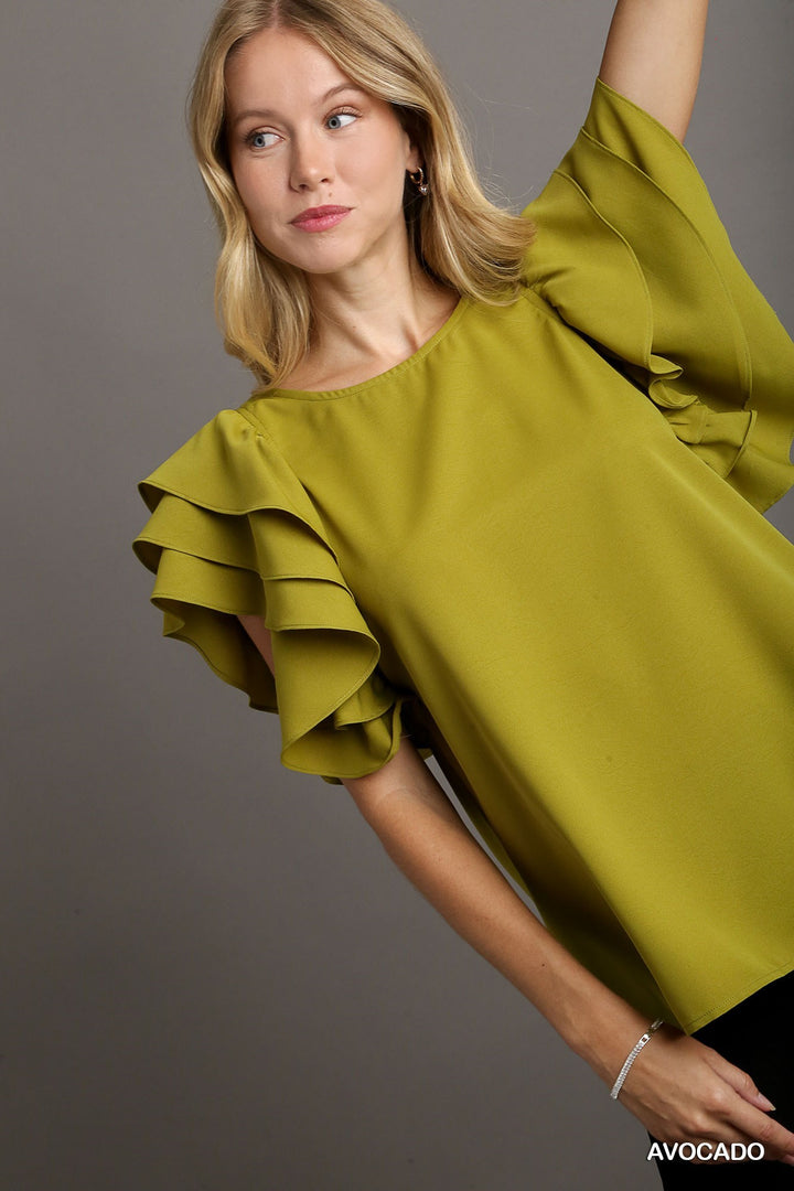 Lisa Ruffle Sleeve Top