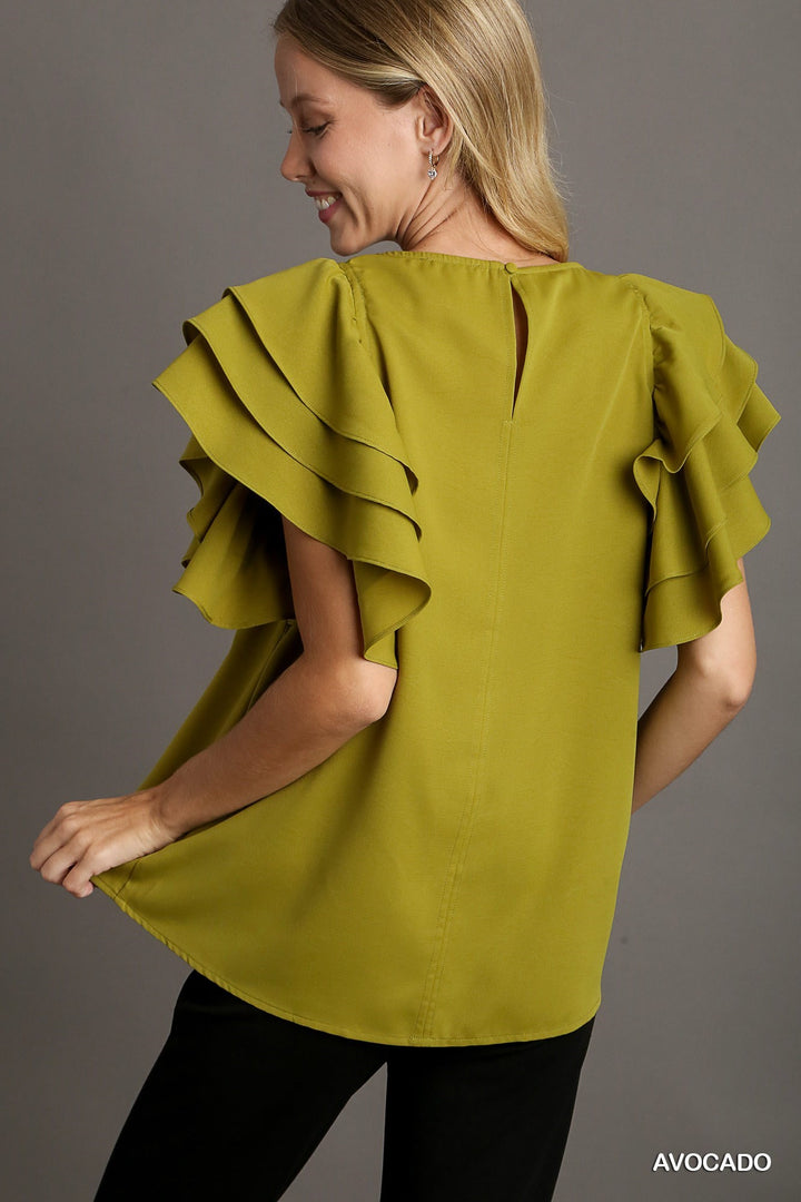 Lisa Ruffle Sleeve Top