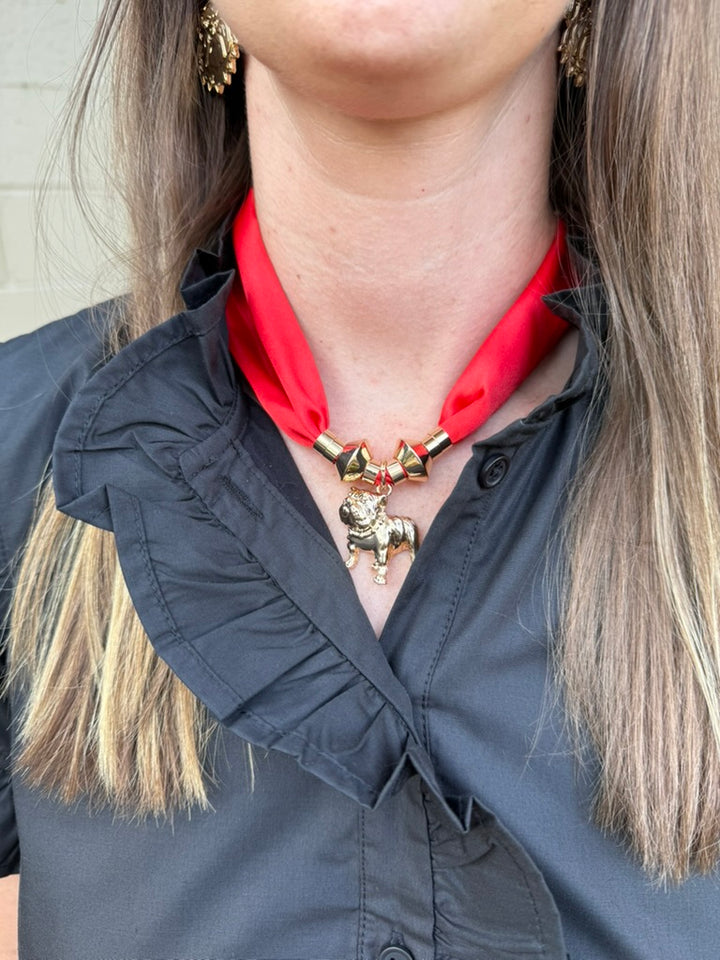 Georgia Bulldog Scarf Necklace