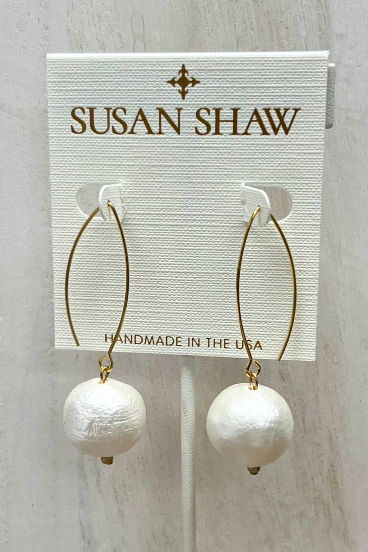 Susan Shaw Cotton Pearl Threader Earrings