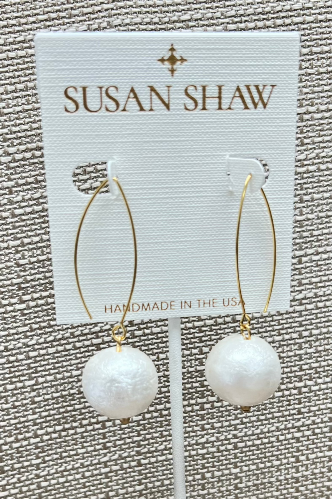 Susan Shaw Cotton Pearl Threader Earrings
