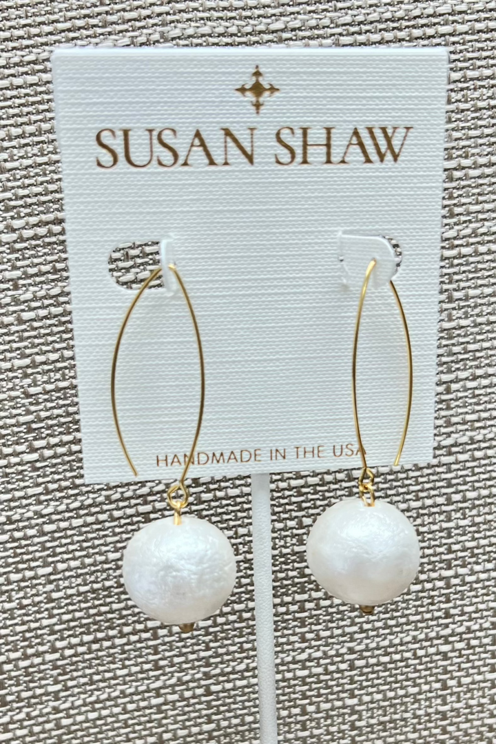 Susan Shaw Cotton Pearl Threader Earrings