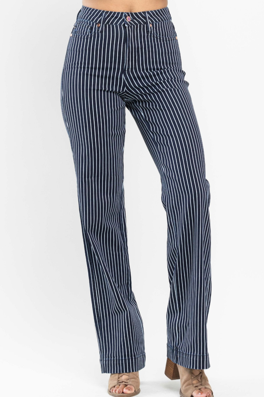 Blair Striped Straight Jeans