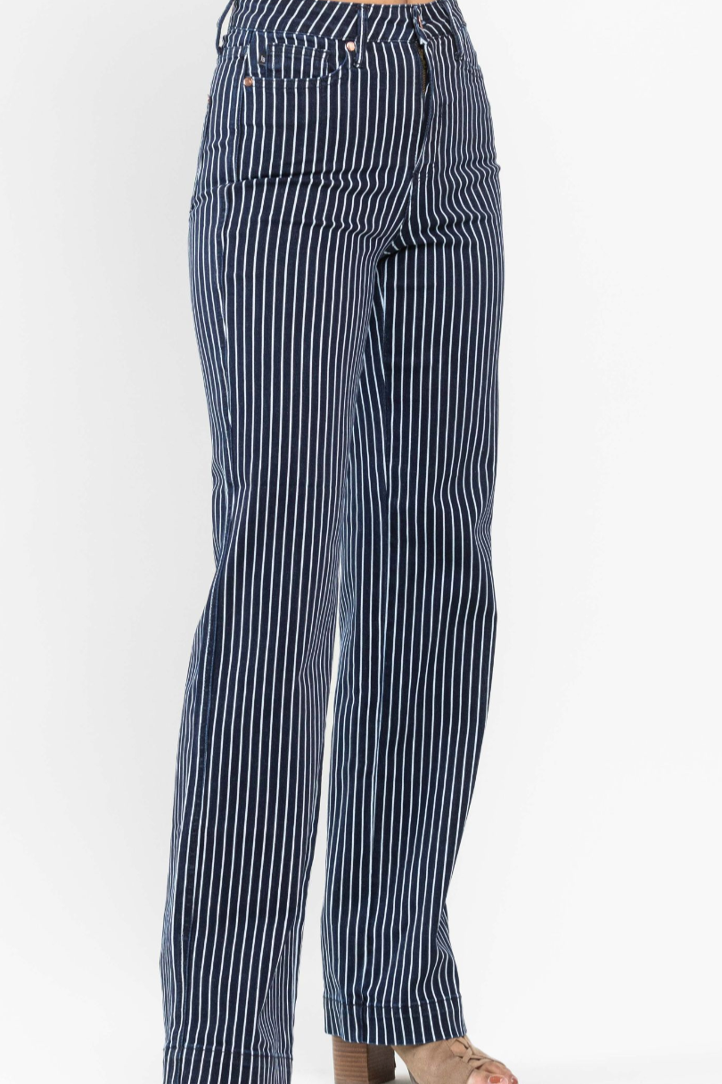 Blair Striped Straight Jeans