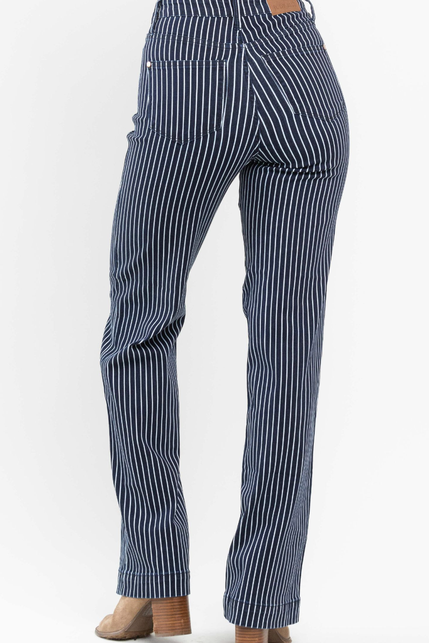 Blair Striped Straight Jeans