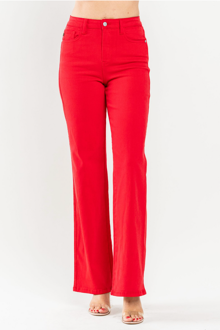 Hillary Red Straight Jeans