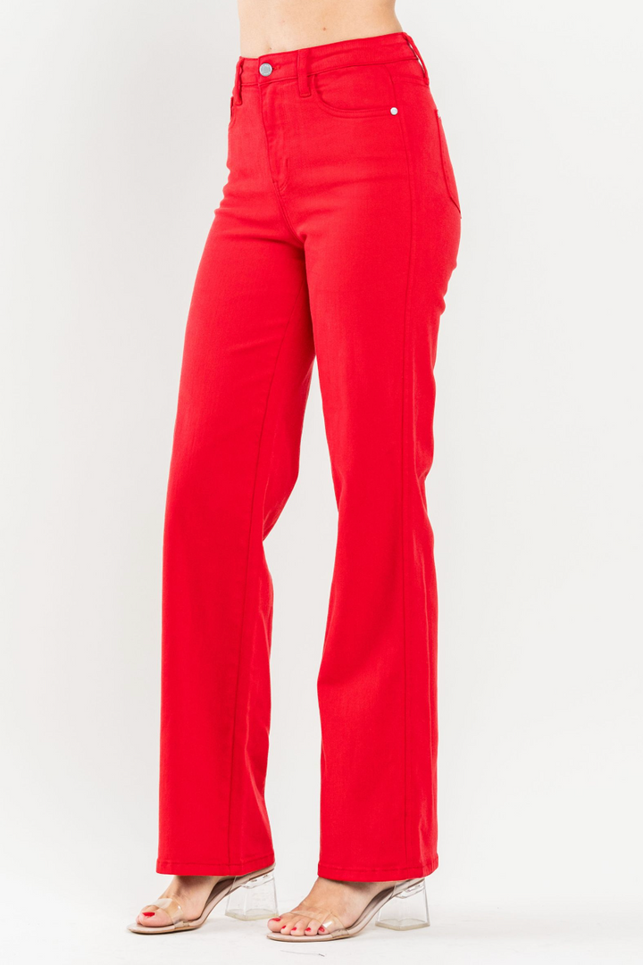 Hillary Red Straight Jeans