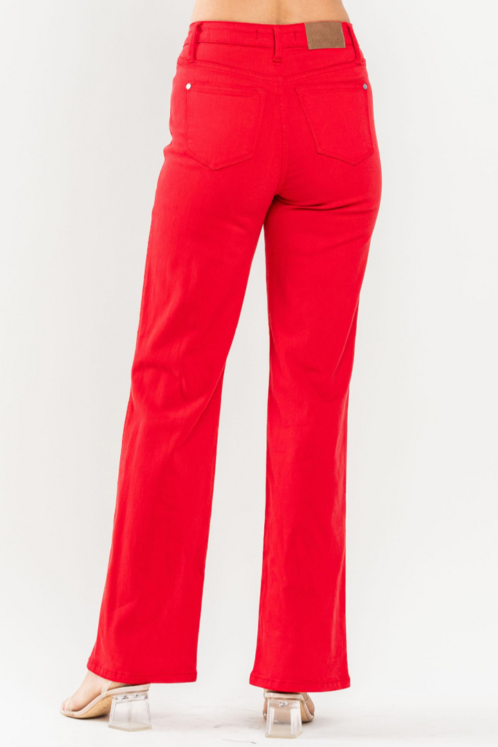 Hillary Red Straight Jeans