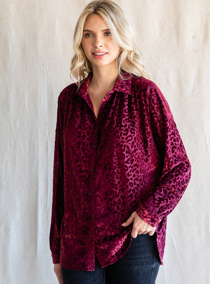 Kay Velvet Leopard Print Top