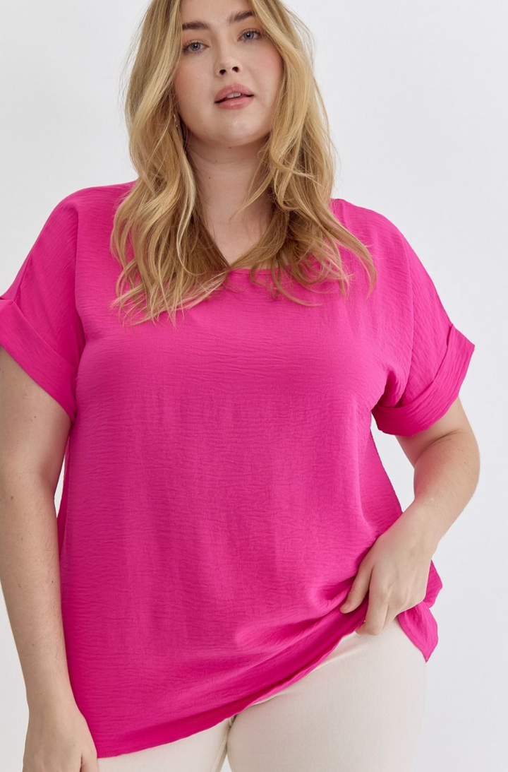 Betsy Solid Scoop Neck Plus Top