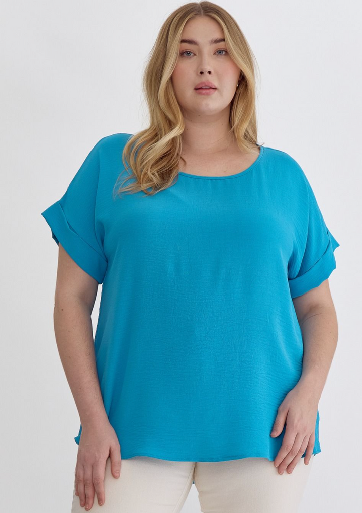 Betsy Solid Scoop Neck Plus Top