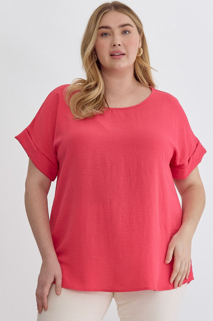 Betsy Solid Scoop Neck Plus Top