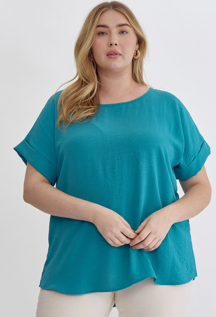 Betsy Solid Scoop Neck Plus Top