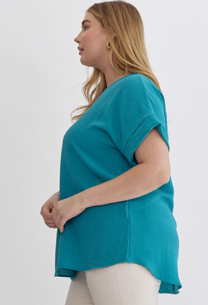 Betsy Solid Scoop Neck Plus Top