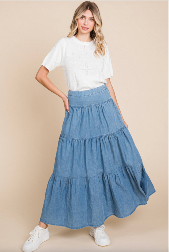 Toshia Denim Maxi Skirt