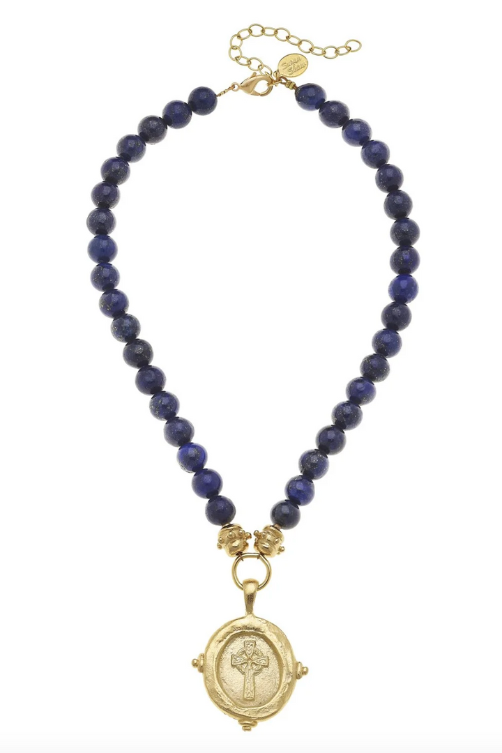 Susan Shaw Cross Intaglio Stone Necklace