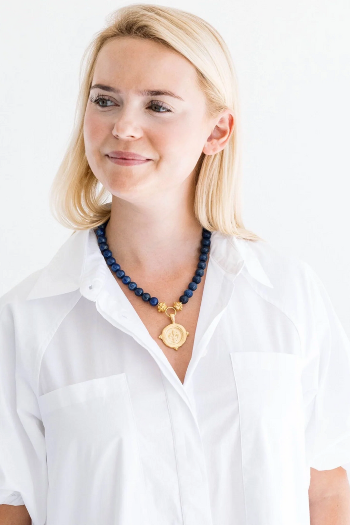 Susan Shaw Cross Intaglio Stone Necklace