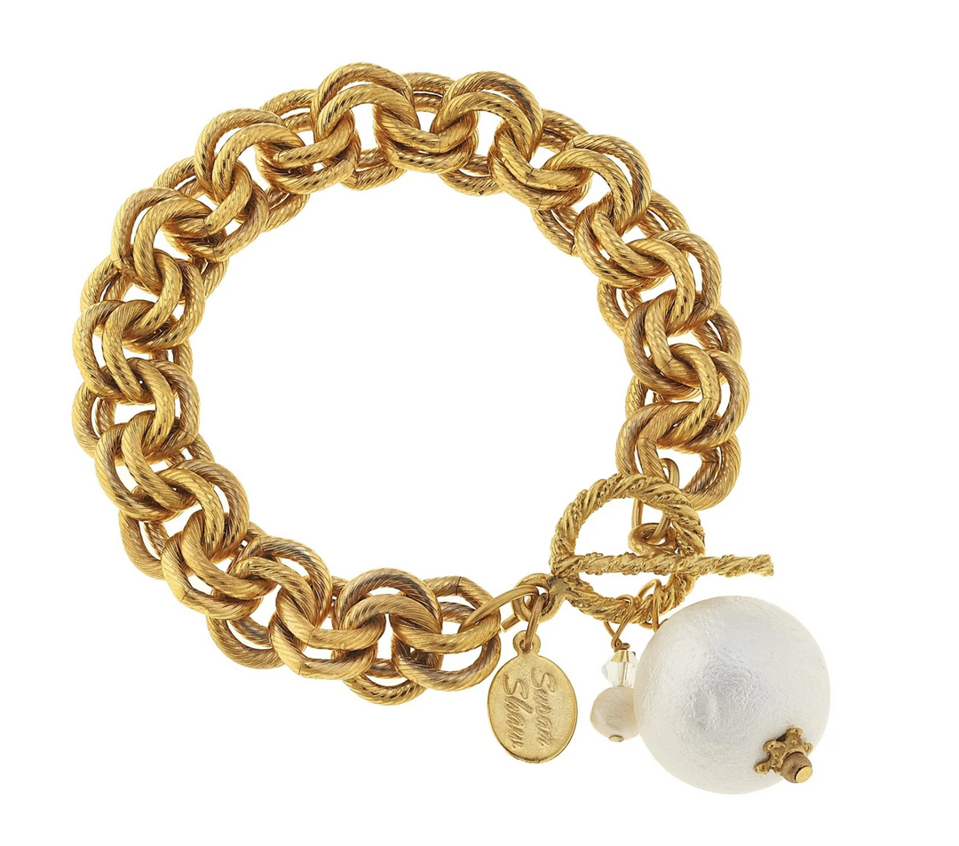 Susan Shaw Double Link Cotton Pearl Bracelet