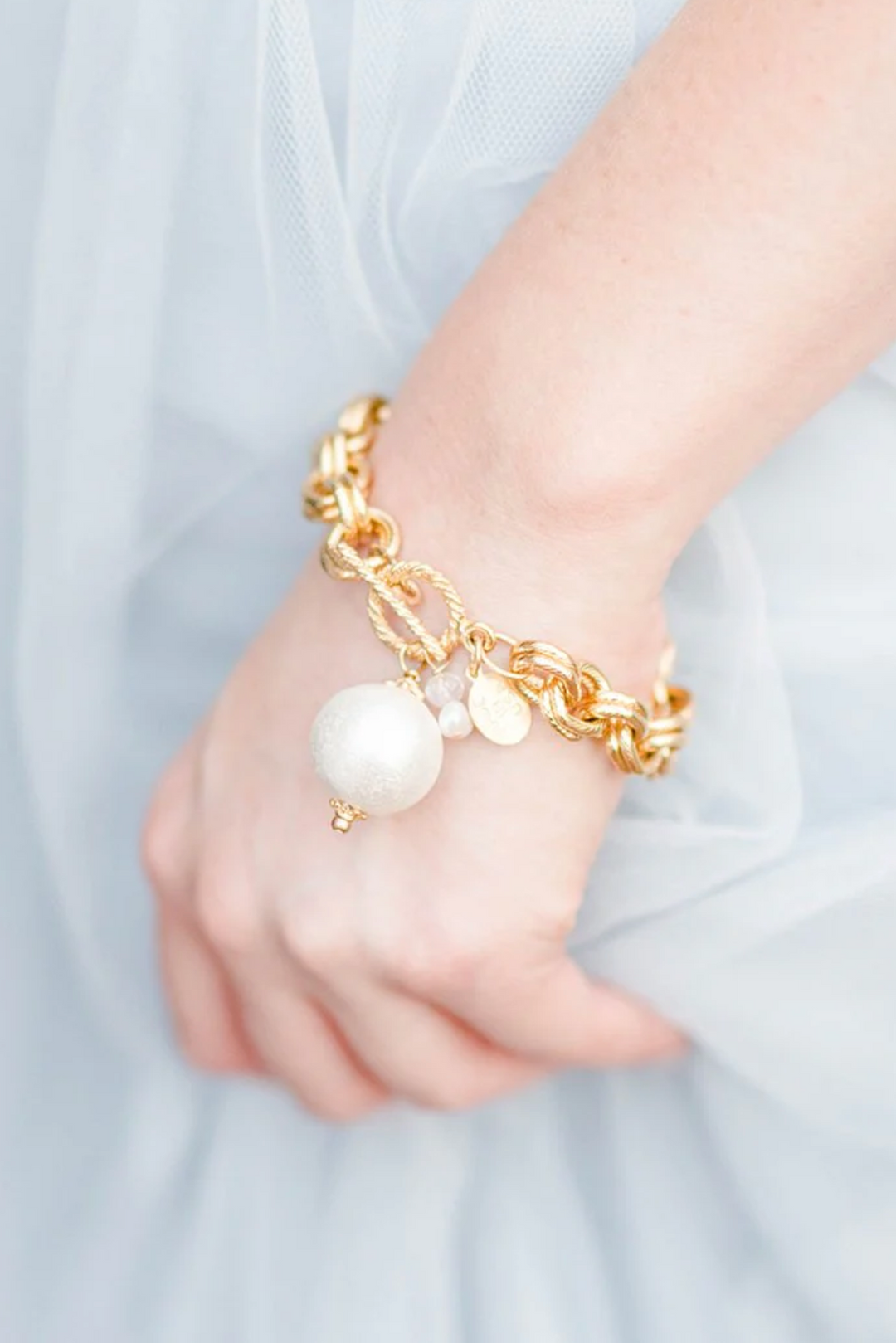 Susan Shaw Double Link Cotton Pearl Bracelet