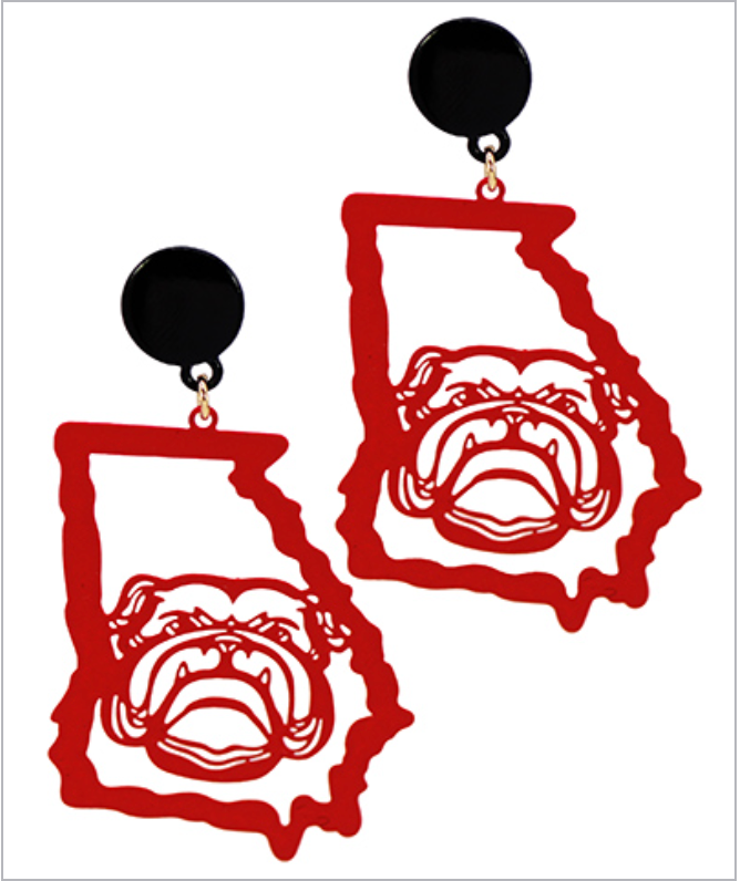 Georgia Bulldog State Earrings