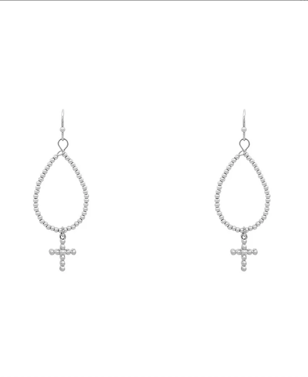 Lonna Beaded Cross Earrings