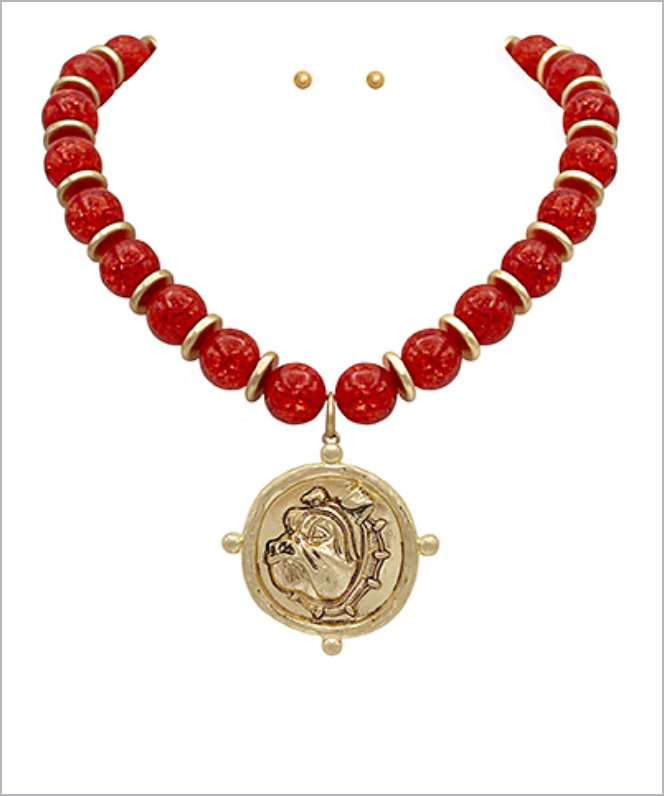 Georgia Bulldog Statement Necklace