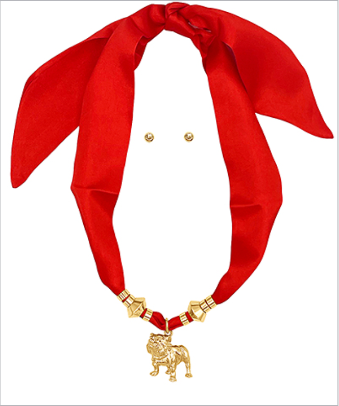 Georgia Bulldog Scarf Necklace