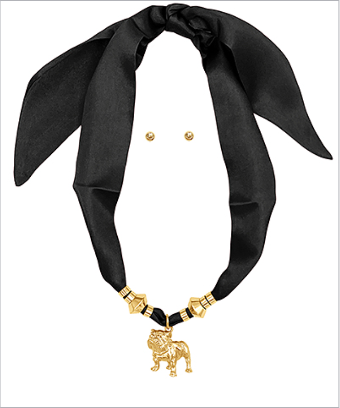 Georgia Bulldog Scarf Necklace