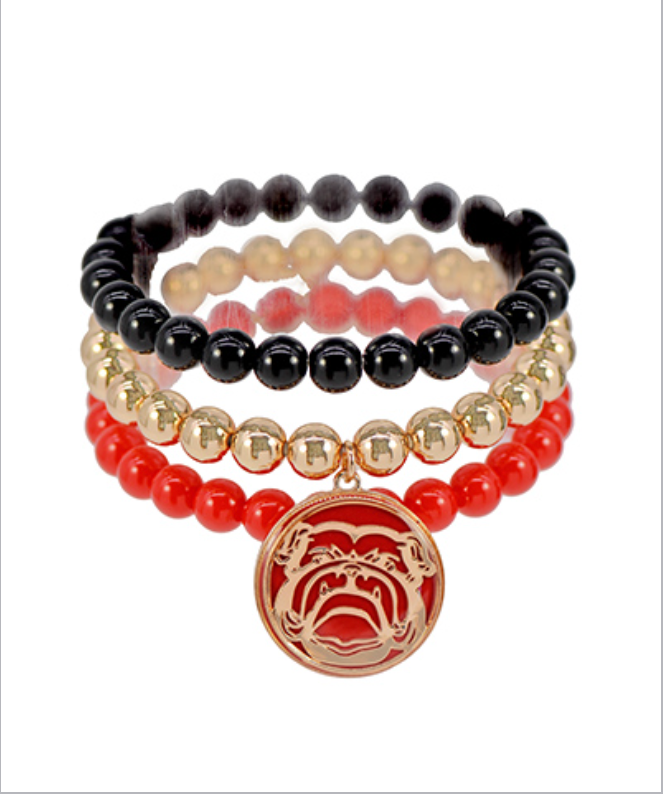 Georgia Bulldog Charm Bracelet Set