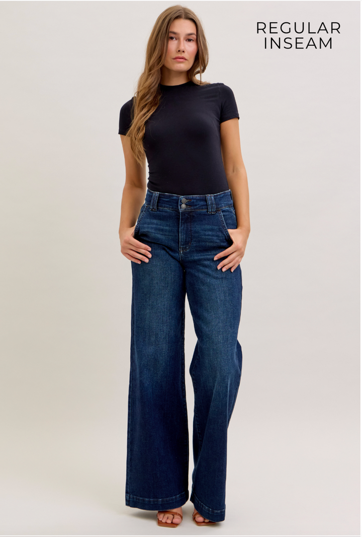 Parton High Waist Trouser Wide Leg Jeans
