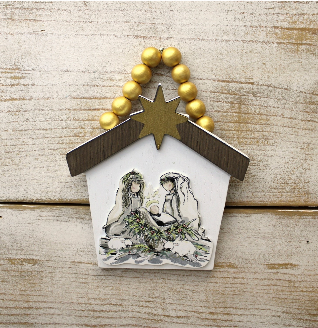 Manger Wood Cutout Ornament
