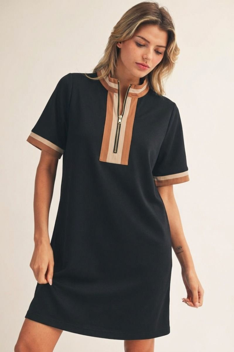 black short sleeve shift dress AVA Cap Sleeve Shift Dress, 3 Colors  4OURDREAMERS