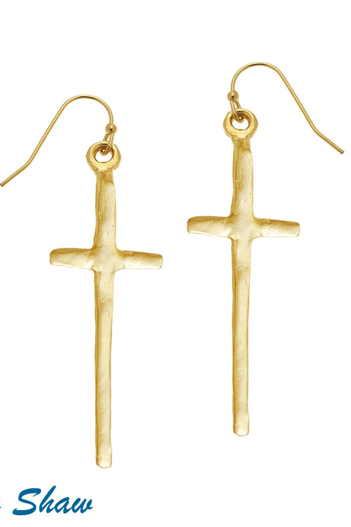 Susan Shaw Tall Cross Earrings