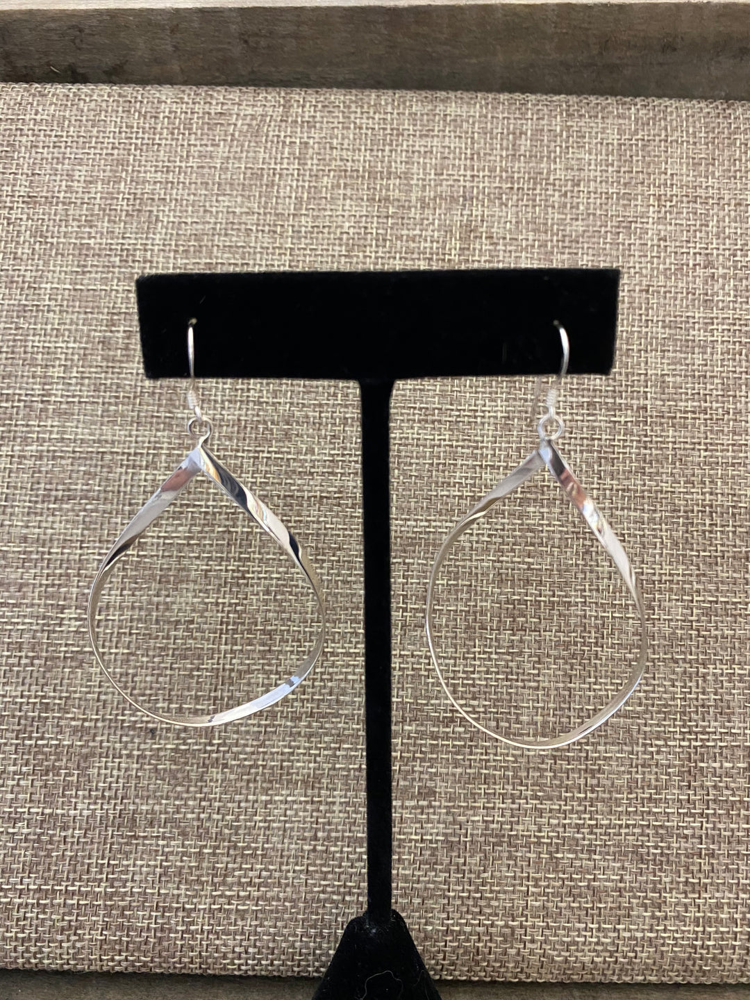 Twisted Tear Drop Hoops with French Hook