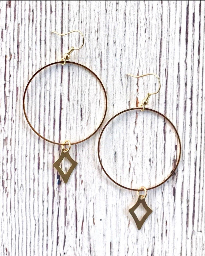 Gold Diamond Hoop Earrings