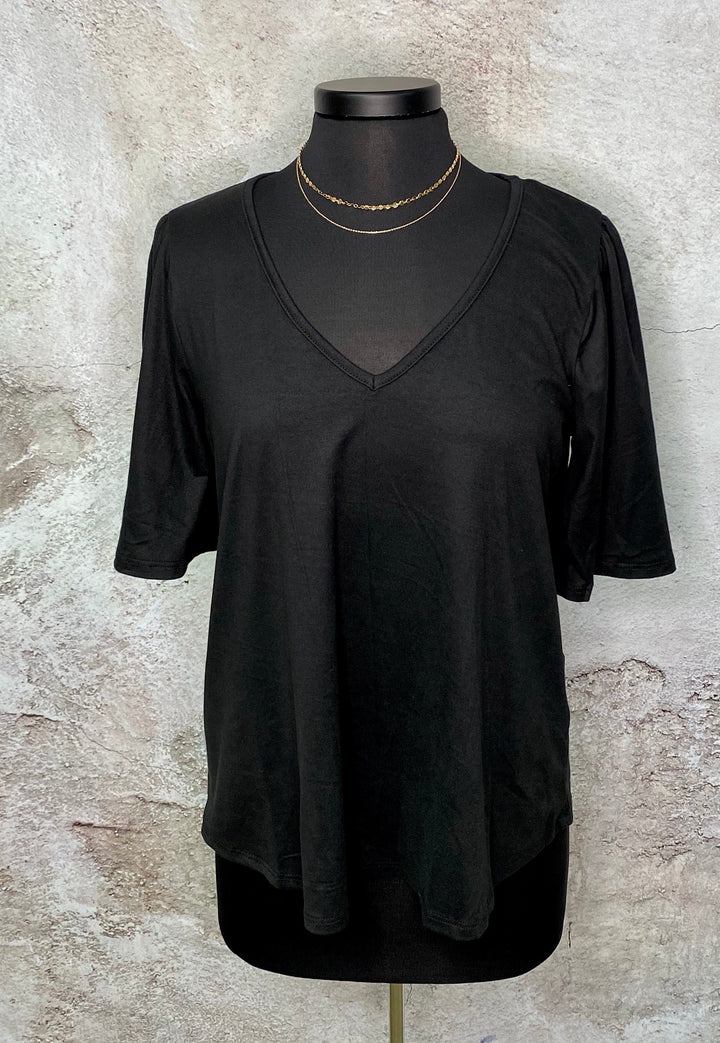 Joe V-Neck Flutter Sleeve Top