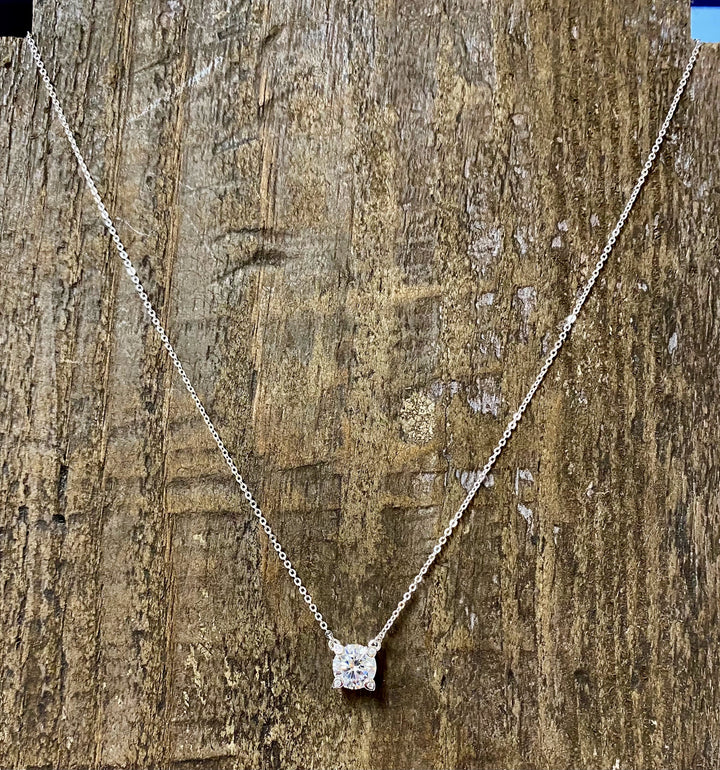 Brandi CZ Solitare Sterling Silver Necklace