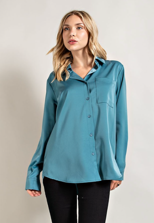 Clara Satin Button Up Top