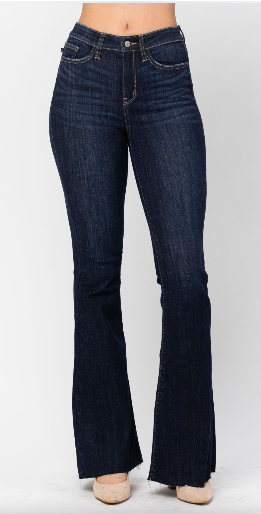 Liz Raw Hem Flare Jeans