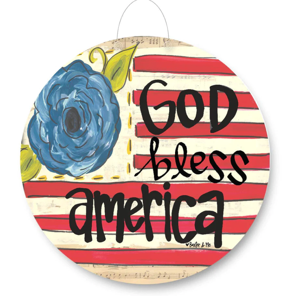 God Bless America Flag Door Hanger