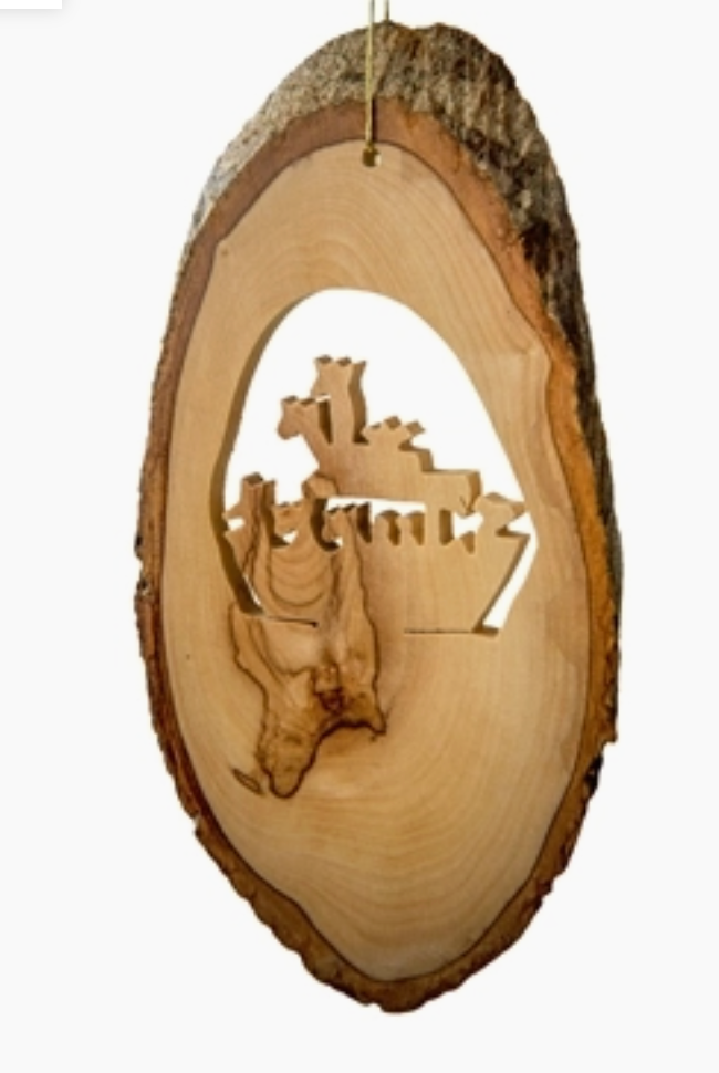 Bark Slice Noah's Ark Ornament