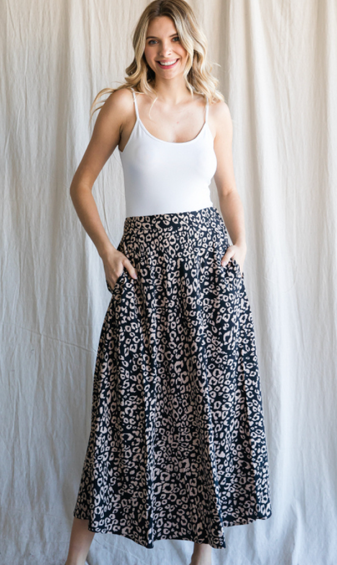 Farah Leopard Print Maxi Skirt