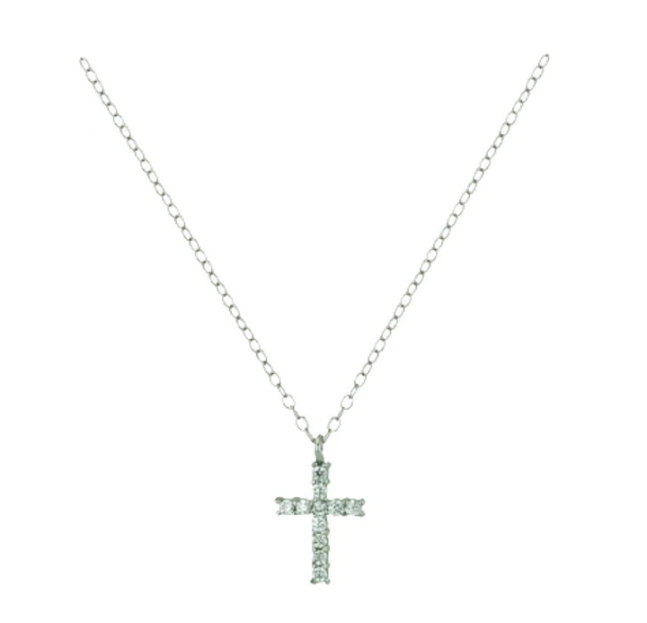 Dainty Sterling Silver CZ Cross Necklace